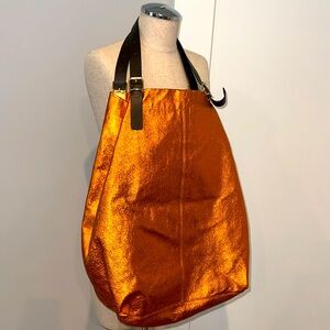 Jane August King's Road Leather Tote - Orange Metallic.